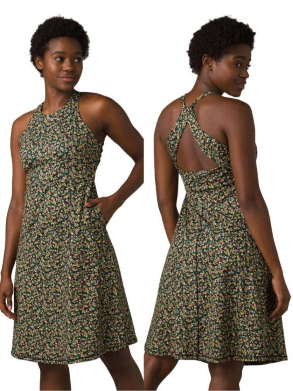 Prana Ditsy Floral Print Jewel Lake Athletic Dress w/ Built In Bra
